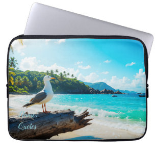 Majestic Seagull on Tropical Beach Laptop Sleeve