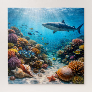 Majestic shark in coral reef alteration D large ji Jigsaw Puzzle