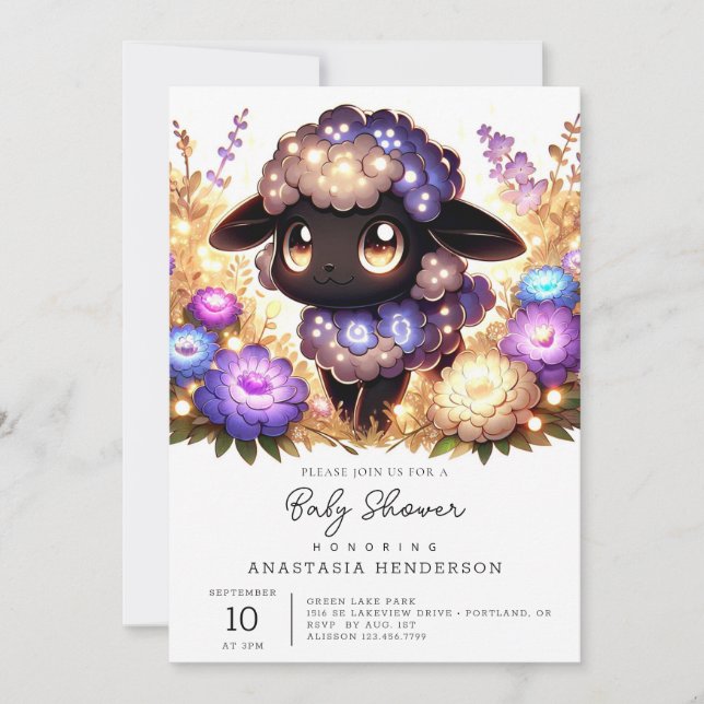  Majestic Sheep Baby Shower Invitation (Front)