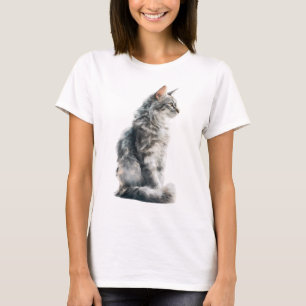 Majestic Silver Maine Coon Cat Portrait Women T-Shirt