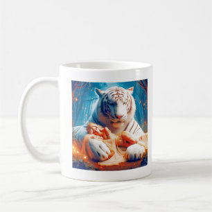 Majestic Slumber: Princess and White Tiger Coffee Mug