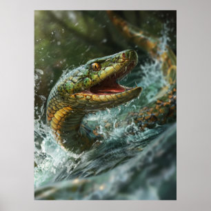 Majestic Snake Fish Jumping Out of Water Poster