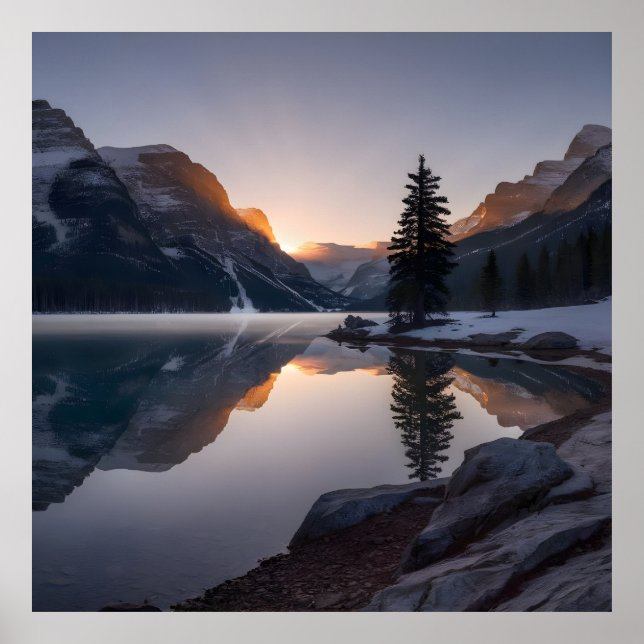 Majestic Snow-Capped Mountains Poster (Front)