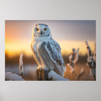 Majestic Snowy Owl Perched on a Tree Branch