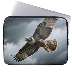 Majestic Soaring Hawk Storm Clouds Laptop Sleeve