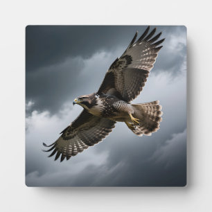 Majestic Soaring Hawk Storm Clouds Plaque