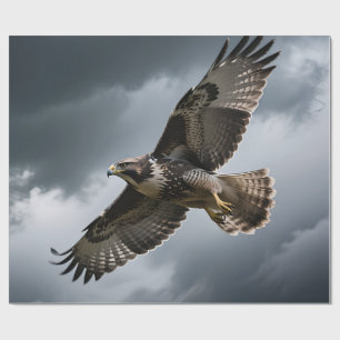 Majestic Soaring Hawk Storm Clouds Wrapping Paper