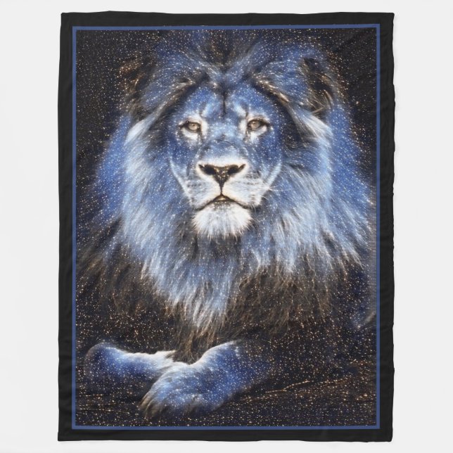 Majestic Sparkle Lion Fleece Blanket (Front)