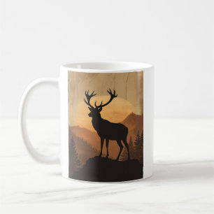 Majestic Stag Deer Silhouette at Sunset Coffee Mug