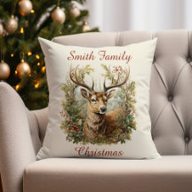 Majestic Stag Festive Throw Pillow