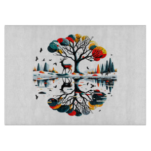 Majestic Stag in Snowy Winter Forest Cutting Board
