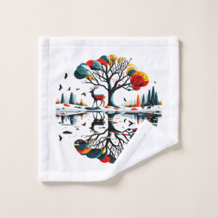 Majestic Stag in Snowy Winter Forest Wash Cloth