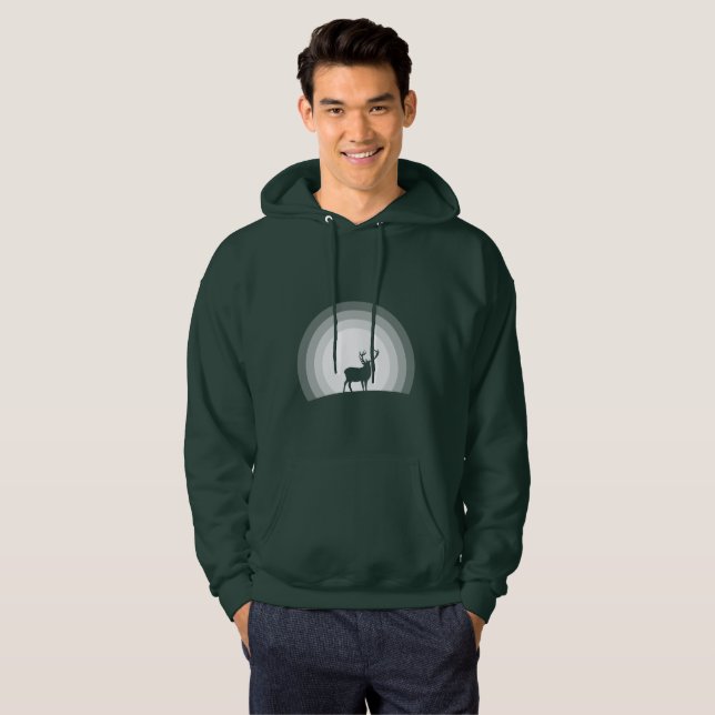 Majestic Stag Silhouette Under Lunar Light Hoodie (Front Full)