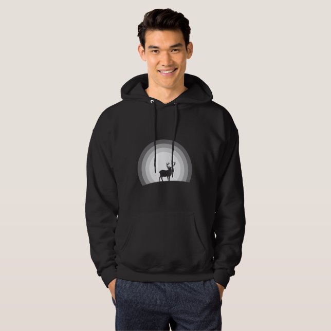 Majestic Stag Silhouette Under Lunar Light Hoodie (Front Full)