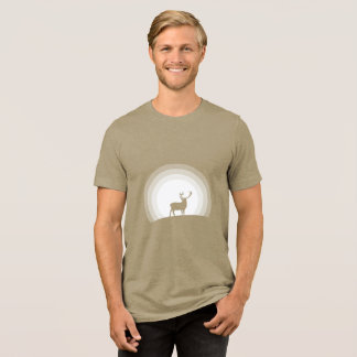 Majestic Stag Silhouette Under Lunar Light Tri-Blend Shirt