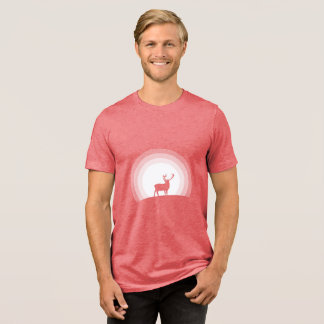 Majestic Stag Silhouette Under Lunar Light Tri-Blend Shirt