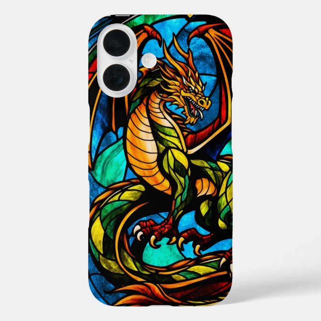 Majestic Stained Glass Dragon Mythical Masterpiece Case-Mate iPhone Case (Back)
