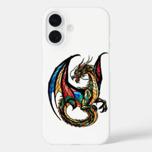 Majestic Stained Glass Dragon Mythical Masterpiece iPhone 16 Case