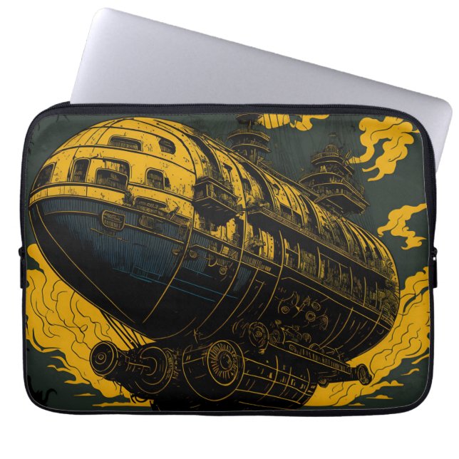 Majestic Steampunk Airship - Retro Elegance Laptop Sleeve (Front)