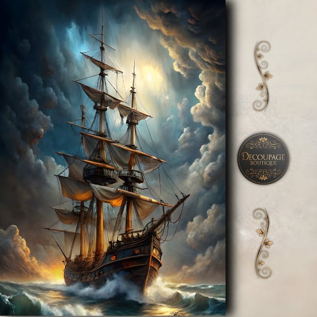Majestic Storm Cloud Tall Ship Decoupage Tissue Paper (Majestic Storm Cloud Tall Ship Decoupage Tissue Paper)