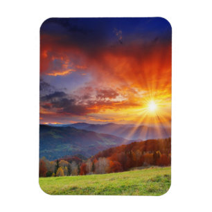 Majestic sunrise in the mountains landscape magnet