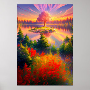 Majestic Sunset, Giant Tree  Poster