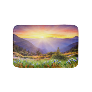 Majestic sunset in the mountains landscape bath mat