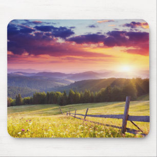 Majestic sunset in the mountains mouse pad