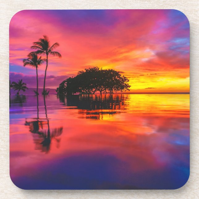 Majestic Sunset | Wailea Beach, Maui, Hawaii Coaster (Front)