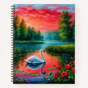 Majestic Swan Gliding on a Serene Lake Notebook