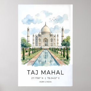 Majestic Taj Mahal Art Print Watercolor, Soft