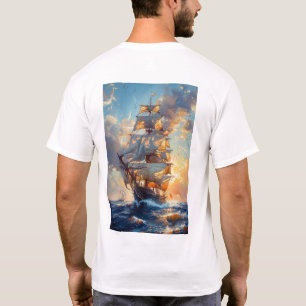 Majestic Tall Ship on the Sea Oil Painting T-Shirt