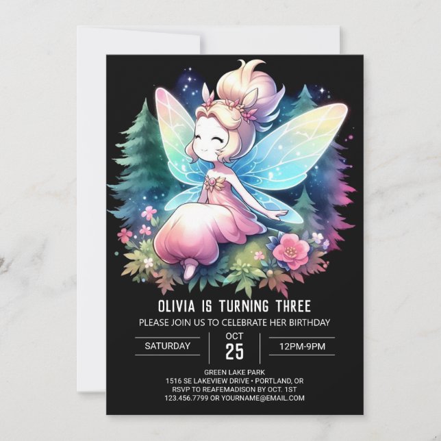 Majestic Theme Fairy Birthday Invitation (Front)