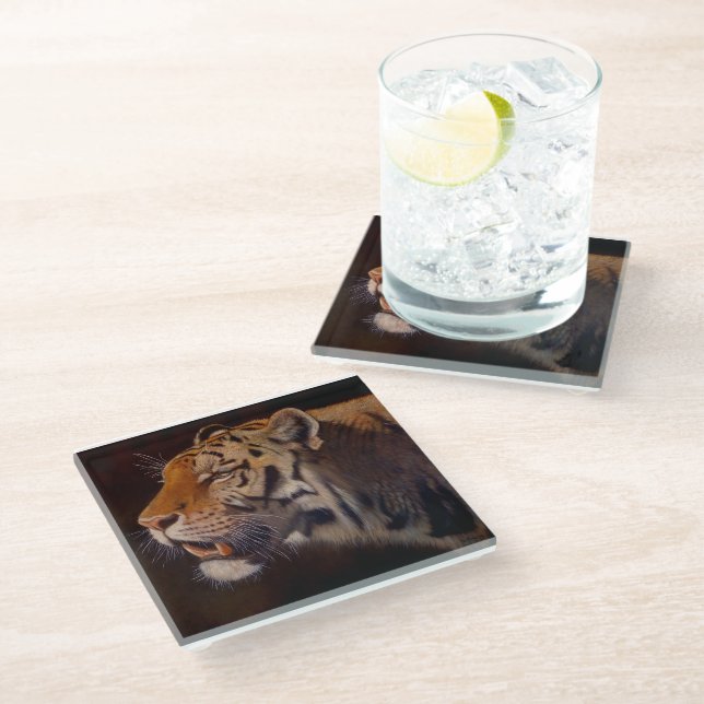 Majestic Tiger Glass Coaster (Angled)