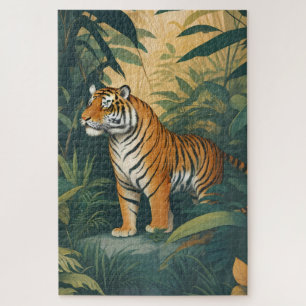 Majestic Tiger in the Jungle Elegant Wildlife Art  Jigsaw Puzzle
