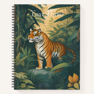 Majestic Tiger in the Jungle Elegant Wildlife Art  Notebook