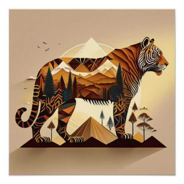 Majestic Tiger Landscape Art Print (Front)