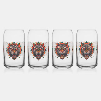 Majestic tiger’s head can glass