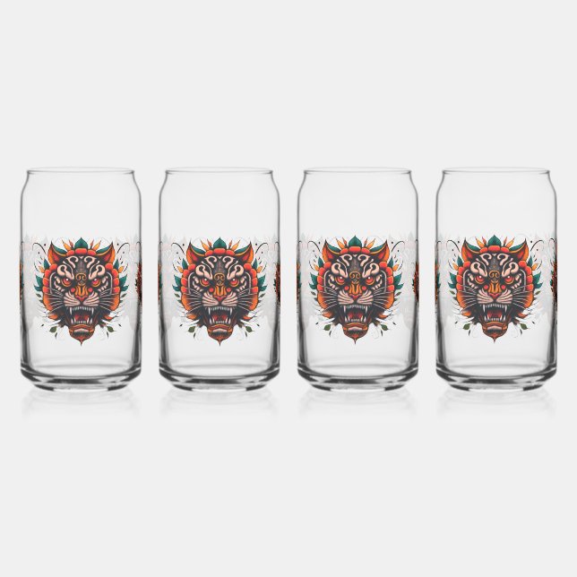 Majestic tiger’s head  can glass (Left)