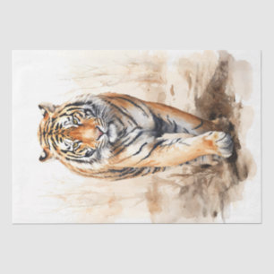 Majestic Tiger Walk Watercolor Illustration Tissue Paper