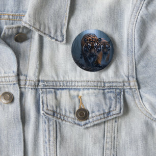 Majestic Tigers in a Foggy Jungle  6 Cm Round Badge