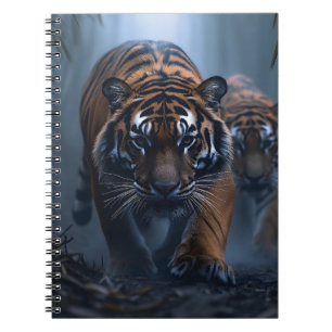Majestic Tigers in a Foggy Jungle Notebook