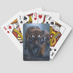 Majestic Tigers in a Foggy Jungle Playing Cards