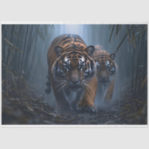 Majestic Tigers in a Foggy Jungle  Tissue Paper