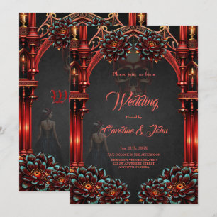 Majestic towers with dark flowers. invitation