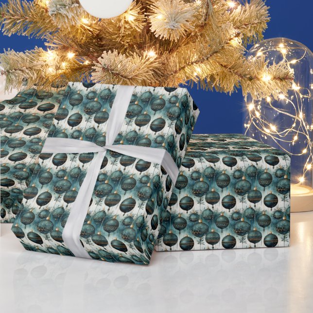 Majestic Tranquillity: Green and Gold Wrapping Paper (Holidays)
