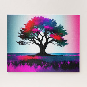 Majestic Tree in Lush Green Field Jigsaw Puzzle