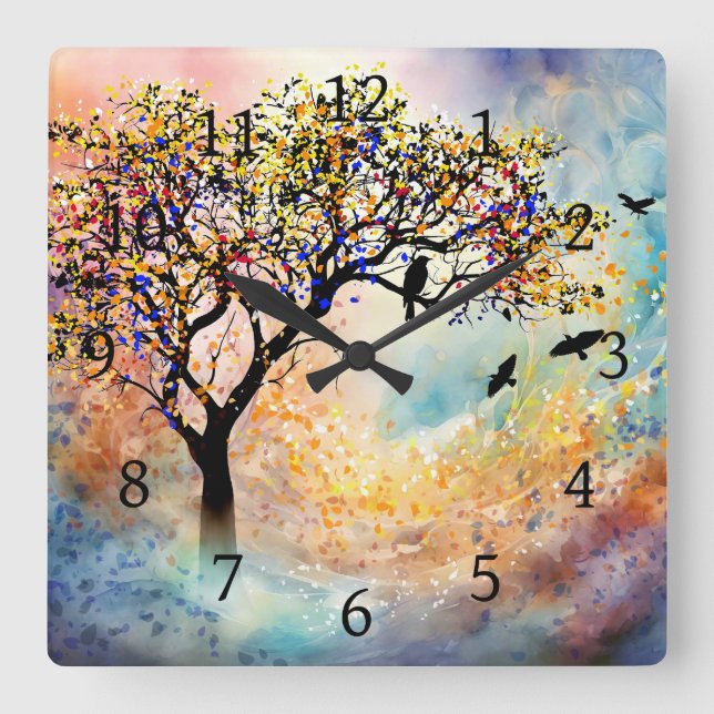 Majestic Tree Landscape 480 Square Wall Clock (Front)