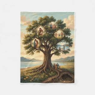 Majestic Tree Of Life Family Photo Collage Fleece Blanket
