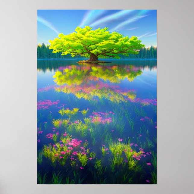 Majestic Tree on the Tiny Island Poster (Front)